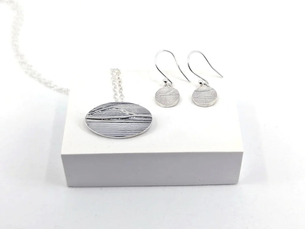 Landscape Serenity Silver Earrings & Necklace Set